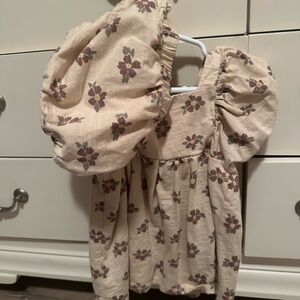 Rylee + Cru Floral Dress in Cream and Purple